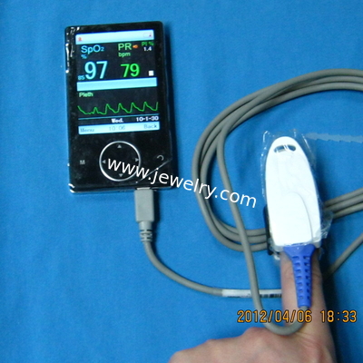 Bluetooth Fingertip Pulse Oximete with 2.8" color OLED  display real-time clock model AH-60FW